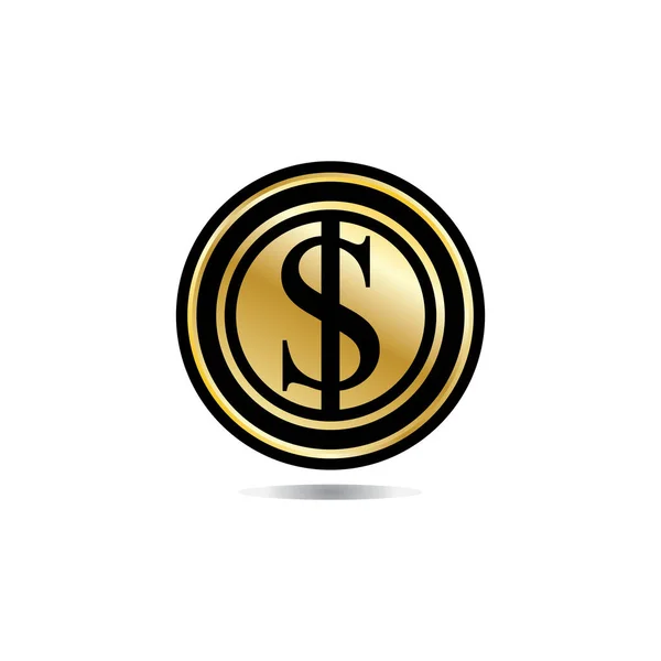 Золотая Монета Изображением Знака Доллара Иконка Векторной Монеты Доллара Белом — стоковый вектор