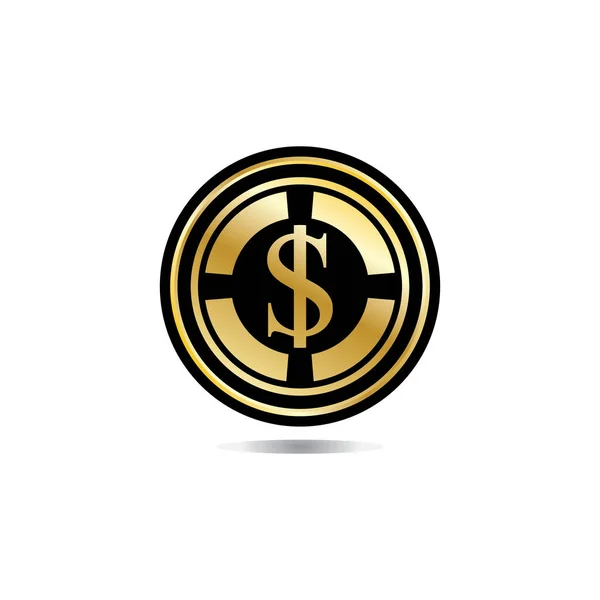 Złota Moneta Ilustracją Znaku Dolara Wektor Dolar Monety Ikona Izolowane — Wektor stockowy