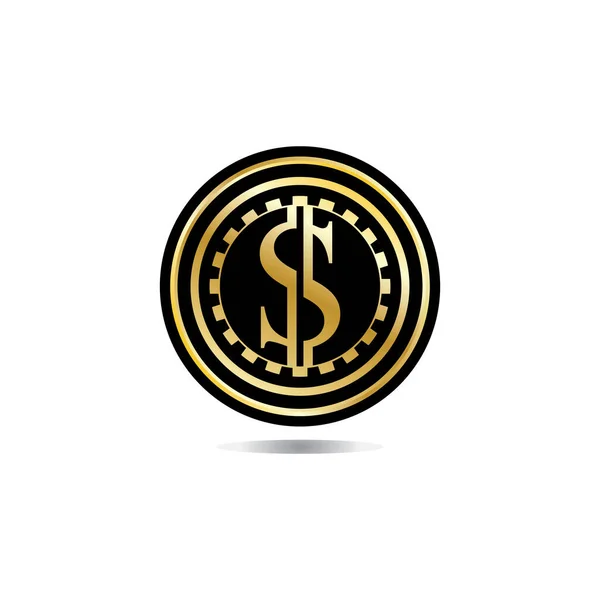 Gold Coin Dollar Sign Illustration Vector Dollar Coin Icon Isolated — Stock Vector