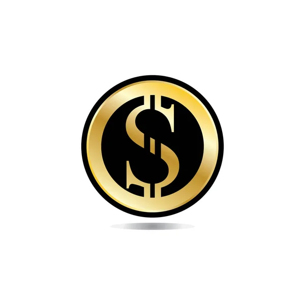 Gold Coin Dollar Sign Illustration Vector Dollar Coin Icon Isolated — Stock Vector