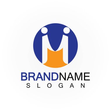M Harfi İnsanları Konsepti Logo Şablonu Vektör İllüstrasyonu