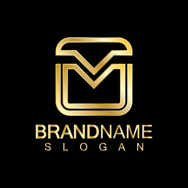 Golden Luxury Letter Logo Vector Design Isolated Blue Background — Stock Vector