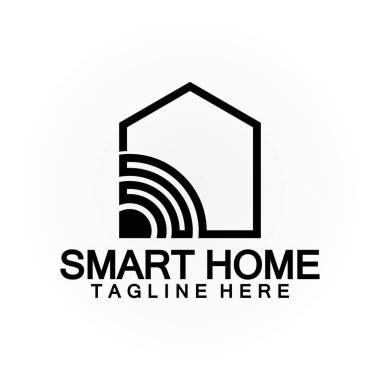 Smart Home Tech kablosuz logo taşıyıcı tasarım şablonu sinyali