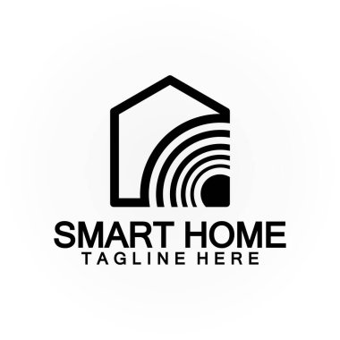 Smart Home Tech kablosuz logo taşıyıcı tasarım şablonu sinyali