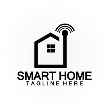 Smart Home Tech kablosuz logo taşıyıcı tasarım şablonu sinyali