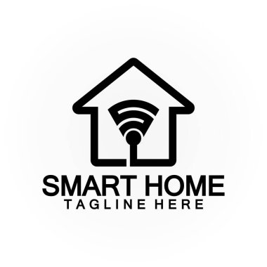 Smart Home Tech kablosuz logo taşıyıcı tasarım şablonu sinyali