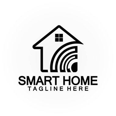 Smart Home Tech kablosuz logo taşıyıcı tasarım şablonu sinyali