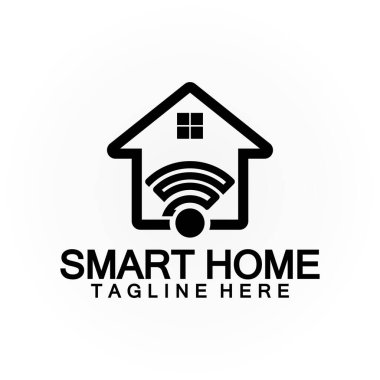 Smart Home Tech kablosuz logo taşıyıcı tasarım şablonu sinyali