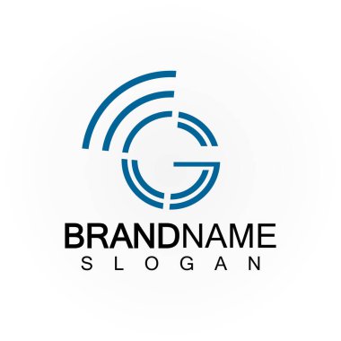  G Harfi Sinyal Bağlantı Çemberi Kablosuz İnternet Logo Tasarımı Şablonu