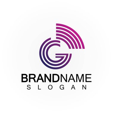 G Harfi Sinyal Bağlantı Çemberi Kablosuz İnternet Logo Tasarımı Şablonu
