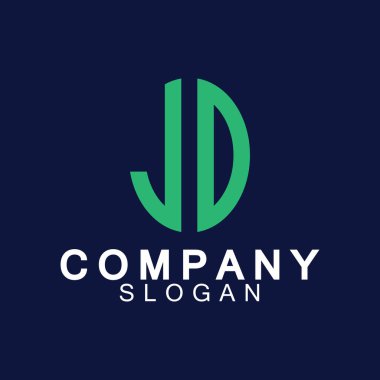 İlk Harfler JD Logo Tasarım Vektör Şablonu.