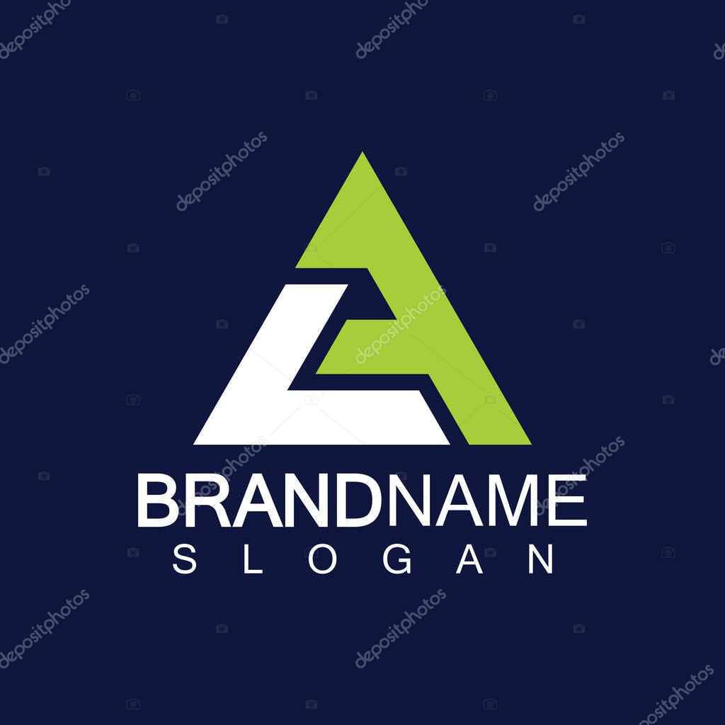 Creative letter LA triangle shape monogram logo