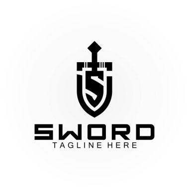 S harfi kılıç ve kalkan logosu tasarımı 