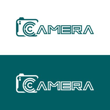 Kamera logosu tasarım vektör illüstrasyon şablonu ile c harfi