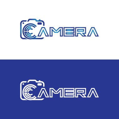 Kamera logosu tasarım vektör illüstrasyon şablonu ile c harfi