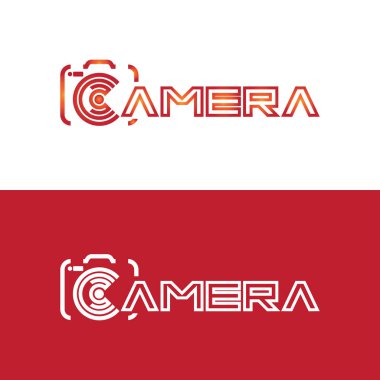 Kamera logosu tasarım vektör illüstrasyon şablonu ile c harfi