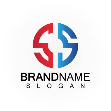 İlk Harfler SS Logo Tasarım Vektör Şablonu.