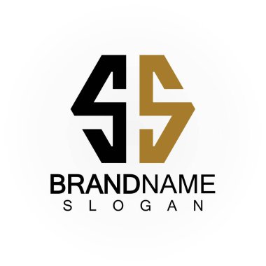 İlk Harfler SS Logo Tasarım Vektör Şablonu.
