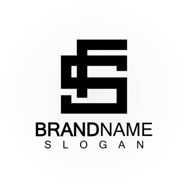 Alfabe harfleri monogram logo FS zarif ve Profesyonel siyah harf simgesi tasarımı 