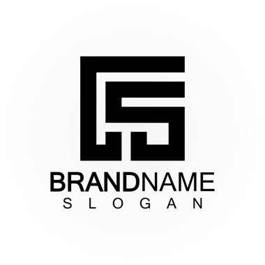 Alfabe harfleri monogram logo FS zarif ve Profesyonel siyah harf simgesi tasarımı 