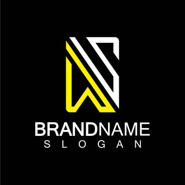 Alfabe Harfleri SW veya WS logo tasarım şablonu