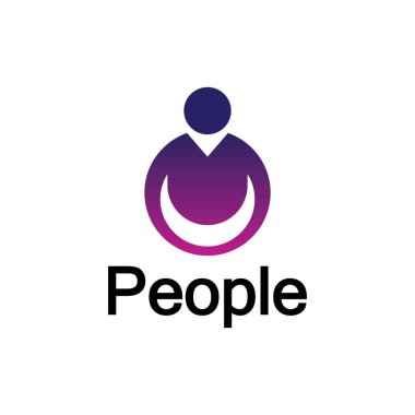 Soyut İnsanlar Logosu. Beyaz Arkaplanda izole edilmiş İnsan Simgesi ile Çember Şekli.