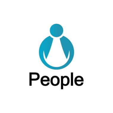 Soyut İnsanlar Logosu. Beyaz Arkaplanda izole edilmiş İnsan Simgesi ile Çember Şekli.