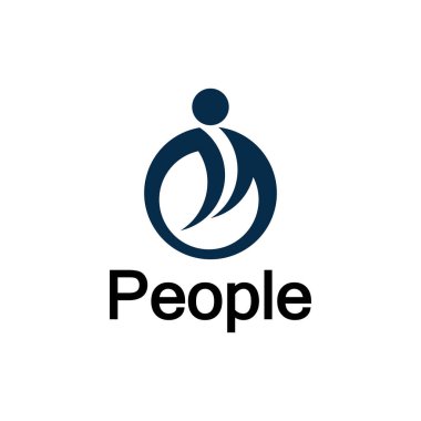 Soyut İnsanlar Logosu. Beyaz Arkaplanda izole edilmiş İnsan Simgesi ile Çember Şekli.