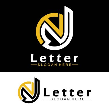 Alfabe harfleri monogram logo DN, ND, D ve N, zarif ve Profesyonel harf simgesi tasarımı