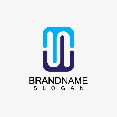 MW Logosu veya WM Logosu. Yaratıcı harf MW veya WM monogram logo şablonu.