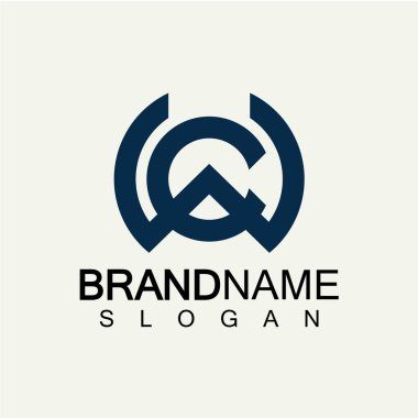 Alfabe Harfleri CW veya WC logo tasarım şablonu