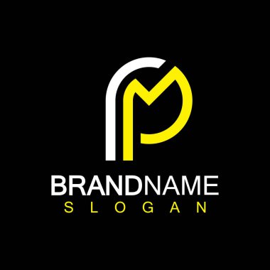 Alfabe Harfleri PM veya MP logo tasarım şablonu