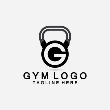 Fitness GYM Logosu için kettlebell ile yaratıcı tasarım harfi G kombinasyonu.