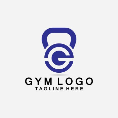 Fitness GYM Logosu için kettlebell ile yaratıcı tasarım harfi G kombinasyonu.