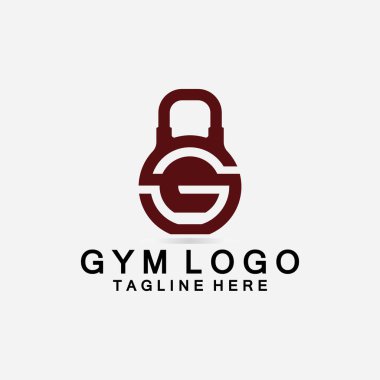 Fitness GYM Logosu için kettlebell ile yaratıcı tasarım harfi G kombinasyonu.