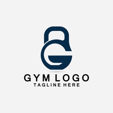 Fitness GYM Logosu için kettlebell ile yaratıcı tasarım harfi G kombinasyonu.