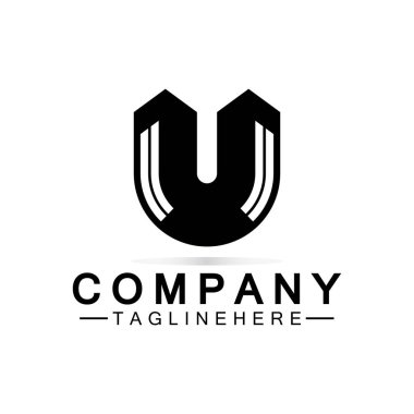 U harfi logo ikonu tasarımı. Modern iş başlangıç U.