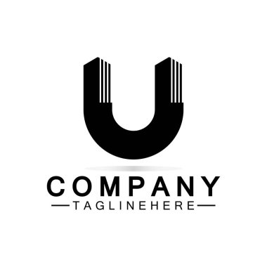 U harfi logo ikonu tasarımı. Modern iş başlangıç U.