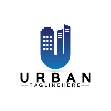Şehir Binası Logo Vektör Tasarımı Mektubu. Şehir simgesi, şehir kulesi, mülk