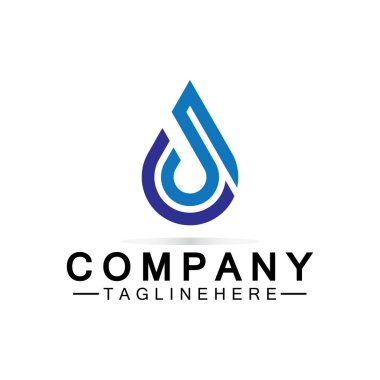 S harfi su damlası logosu. Mavi Su Damlası şekilli S harfi logo tasarım vektör simgesi illüstrasyonu