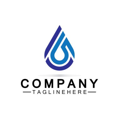 S harfi su damlası logosu. Mavi Su Damlası şekilli S harfi logo tasarım vektör simgesi illüstrasyonu