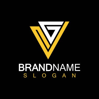 Alfabe Harfleri VG veya GV logo tasarım şablonu