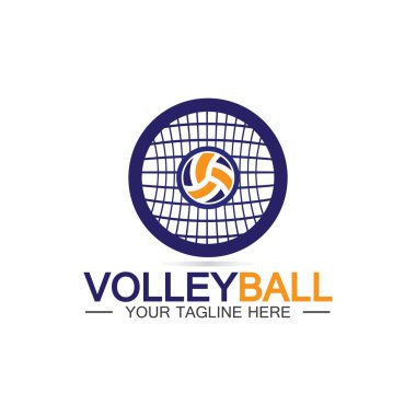 Voleybol logo ikonu tasarım vektör şablonu, modern tasarım, beyaz arka planda izole edilmiş, Voleybol Şampiyonası Logosu için kullanılabilir