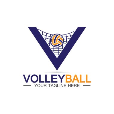 Voleybol logo ikonu tasarım vektör şablonu, modern tasarım, beyaz arka planda izole edilmiş, Voleybol Şampiyonası Logosu için kullanılabilir