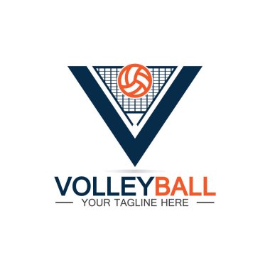 Voleybol logo ikonu tasarım vektör şablonu, modern tasarım, beyaz arka planda izole edilmiş, Voleybol Şampiyonası Logosu için kullanılabilir