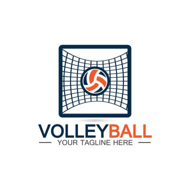 Voleybol logo ikonu tasarım vektör şablonu, modern tasarım, beyaz arka planda izole edilmiş, Voleybol Şampiyonası Logosu için kullanılabilir