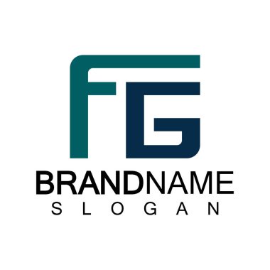 Alfabe Harfleri FG veya GF logo tasarım şablonu