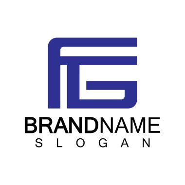 Alfabe Harfleri FG veya GF logo tasarım şablonu