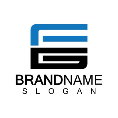 Alfabe Harfleri FG veya GF logo tasarım şablonu
