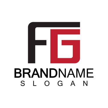 Alfabe Harfleri FG veya GF logo tasarım şablonu